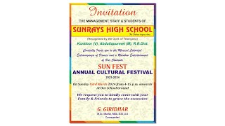 Sun Rays High School 11th Annual Cultural Festival  SUNFEST  2024 [upl. by Coletta275]