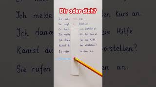 Dir oder dich Dativ oder Akkusativ deutsch deutschlernen german learngerman deutscha1 shorts [upl. by Yecal]