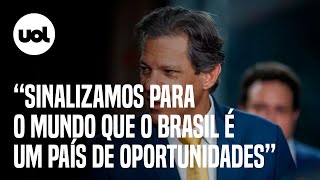 Haddad comemora nota da Fitch e destaca harmonia dos poderes O Brasil é um país de oportunidades [upl. by Cohbath]