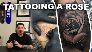 Tattooing a rose  tattoo setup amp indepth tattooing from previous video [upl. by Bashuk]