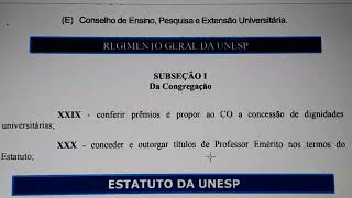 Outra questão do Regimento Geral da Unesp de prova anterior [upl. by Tudela]