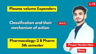 L12। U2। Plasma volume expanders pharmacology। Classification। B Pharm 5th semester। Shahruddin। [upl. by Edik]