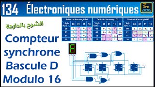 134 Électroniques numériques Compteur synchrone Bascule D Modulo 16 [upl. by Shem]