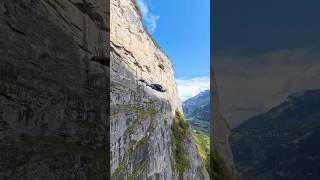 base jumping in Lauterbrunnen 🇨🇭🏔️ adrenaline mountains switzerland nature summer flying [upl. by Ranit]