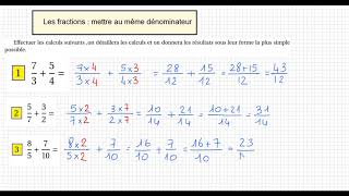 Les fractions  Mettre au même dénominateur  Exercice 1 [upl. by Are141]