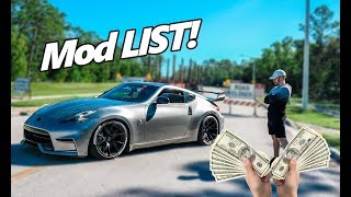 My ENTIRE 370z Mod List 2018  COST of Modifying your 370z350z  Danny Z [upl. by Schach868]