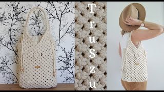 DIY MACRAME PURSE tutorial  MAKRAMA torebka Boho  EASY MACRAME BAG  MACRAME MARKET BAG [upl. by Ialocin526]