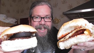 Haggis and black pudding roll and a square sausage and fried egg roll for brunch [upl. by Novets]