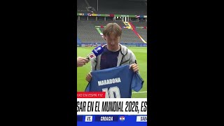 🔟🇦🇷😍 ¡FRAN CÁNEPA LE REGALÓ LA CAMISETA DE MARADONA A MODRIC  ESPNF12  Shorts [upl. by Trebornhoj768]