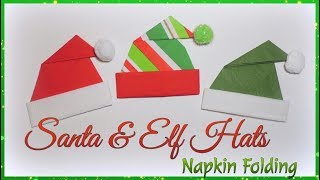 Santa amp Elf Hats Napkin Folding [upl. by Enerol]