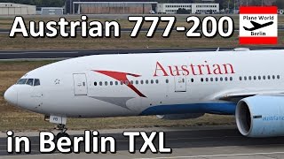 Austrian Airlines Boeing 777200ER takeoff from Berlin TXL [upl. by Peedus313]