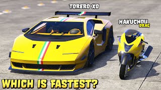 GTA 5  HAKUCHOU DRAG vs TORERO XO  Which is Fastest [upl. by Gnemgnok]