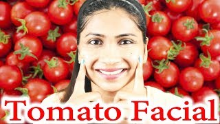 Best TOMATO FACIAL at home to get fair spotless GLOWING SKINTomato facial cleanser and tomato scrub [upl. by Cartie]