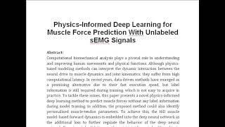 Physics Informed Deep Learning for Muscle Force Prediction With Unlabeled sEMG Signals [upl. by Curt]