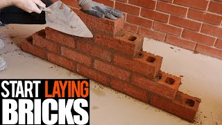 How to lay bricks for beginner [upl. by Ahsiemal]