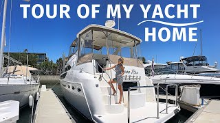 YACHT TOUR of MY LIVEABOARD HOME  Meridian AFT CABIN Motor Yacht WALKTHROUGH with SPECS amp Outtakes [upl. by Lita]