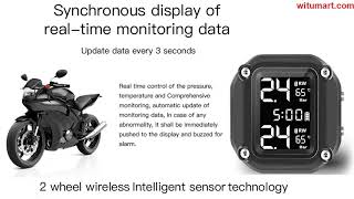 Tire Pressure Monitoring System Motorcycle TPMS Realtime Tester LCD Screen 2 External Sensors [upl. by Cirdet]