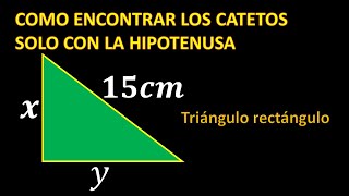 COMO ENCONTRAR LOS CATETOS SOLO CON LA HIPOTENUSA [upl. by Etteuqaj]