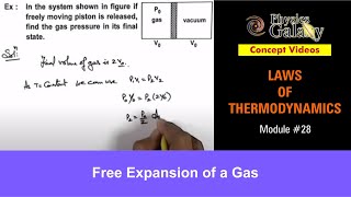 Class 11 Physics  Laws of Thermodynamics  28 Free Expansion of a Gas  For JEE amp NEET [upl. by Roswald]