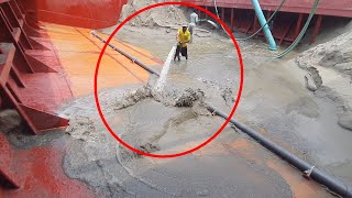 Unloading sand form ship barge unloading video unload sand from big barge ship 15 [upl. by Ahcmis]