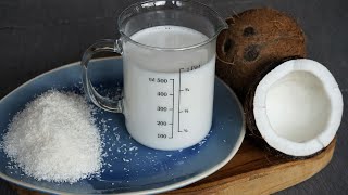 Lait de coco maison à partir de noix de coco fraîche ou coco râpée [upl. by Ecilegna]