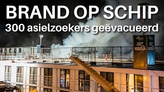 Uitslaande brand opvangschip voor asielzoekers [upl. by Zailer]