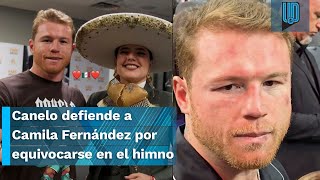 Canelo defiende a Camila Fernández por equivocarse al cantar el Himno Nacional Mexicano 🥊🙏 [upl. by Myke843]