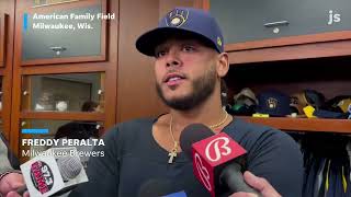 Hear what starter Freddy Peralta had to say about being pulled after 4 innings [upl. by Eniamret]