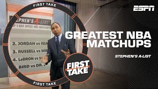 Stephens Alist GREATEST NBA MATCHUPS Bird vs Magic  Jordan vs Isiah 🙌🏀  First Take [upl. by Nicolais262]