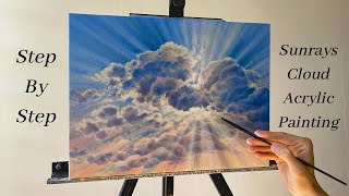 Sunray Clouds STEP By STEP Acrylic Painting [upl. by Gatian]