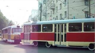 Трамваи в Москве Старые Татры Trams Tatra in NorthWest Moscow Russia [upl. by Ernestus]