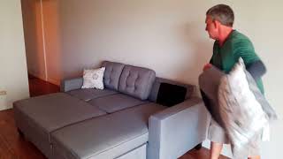 Poundex F6576 Sectional Sofa Sleeper Chaise Ottoman Product Video w Jeremy Furniture Now Online [upl. by Scharf353]