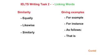 IELTS Writing Task 2Linking WordsListing Adding more information Similarity Giving examples [upl. by Rog]