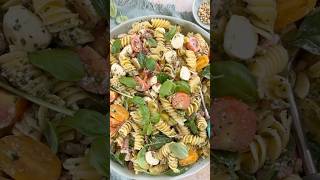 PESTO PASTA SALAD 🍃🍅 delicious easy side dish or meal prep lunch [upl. by Joashus]