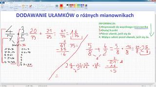 Jak dodawać ułamki o różnych mianownikach  przykłady  ForumWiedzy [upl. by Adnohsak233]