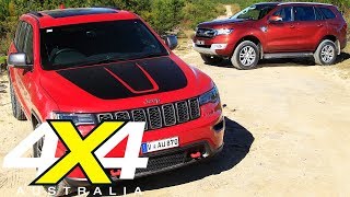 2017 Jeep Grand Cherokee Trailhawk vs 2017 Ford Everest Trend review  4X4 Australia [upl. by Yenffad]