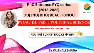 PYQ POLITICAL SCIENCE Phd CUET 2023 AND NTA UGCE NET DEC 2023 RET 2023 ENTRANCE TEST [upl. by Notsehc]