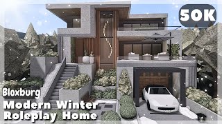 BLOXBURG Modern Winter Roleplay Home Speedbuild  Roblox House Build [upl. by Elohcin]