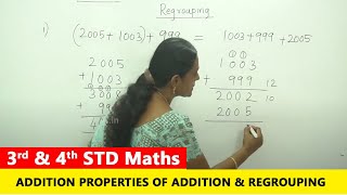 3rd amp 4th STD Maths  Addition Properties of Addition amp Regrouping 2  CBSE Syllabus Mathematics [upl. by Kcirdet]