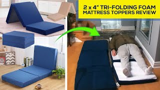 4 Inch Tri Folding Topper Mattress  Memory Foam Cushions  Guest Bed Review by OLEE  JINGWEI [upl. by Annmaria]