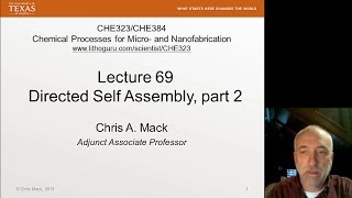 Lecture 69 CHE 323 Directed SelfAssembly DSA part 2 [upl. by Seve]