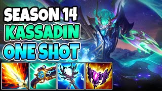 FULL BURST STORMSURGE KASSADIN BUILD IS OP  SEASON 14 INSTANT ONESHOT  League of Legends [upl. by Nesaj]