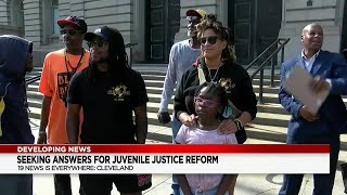 Protesters at Cleveland City Hall seeking juvenile justice reform [upl. by Aicenet]