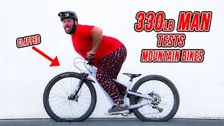 330lb Giant Man vs 130mm vs 140mm vs 150mm vs 160mm vs 170mm Bikes [upl. by Nnahtebazile694]