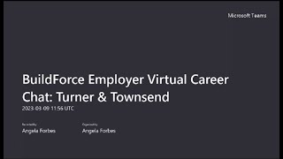 Seminar 70 BuildForce Virtual Career Chat Turner amp Townsend [upl. by Atinej]