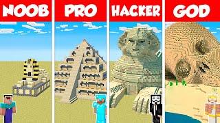 Minecraft Battle NOOB vs PRO vs HACKER vs GOD SAND DESERT HOUSE BASE BUILD CHALLENGE  Animation [upl. by Accber]