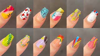 Easy and simple nail art at home Easy floral nail art design Diseños de uñas 2024 [upl. by Tyrrell]