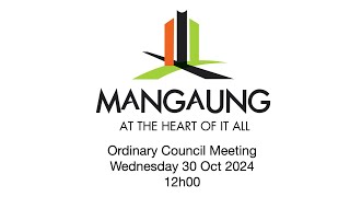 Ordinary Council Meeting  Wednesday 30 Oct 2024  12h00 [upl. by Engen]