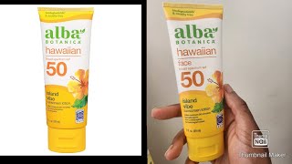 alba Botanica Hawaiian face Broad spectrum spf 50 island Vibe sunscreen lotion Review Must Watch [upl. by Nomal]