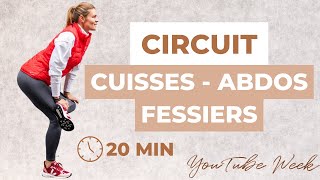 Circuit CUISSES ABDOS FESSIERS  20 min pour un corps TONIQUE [upl. by Ardnalahs]